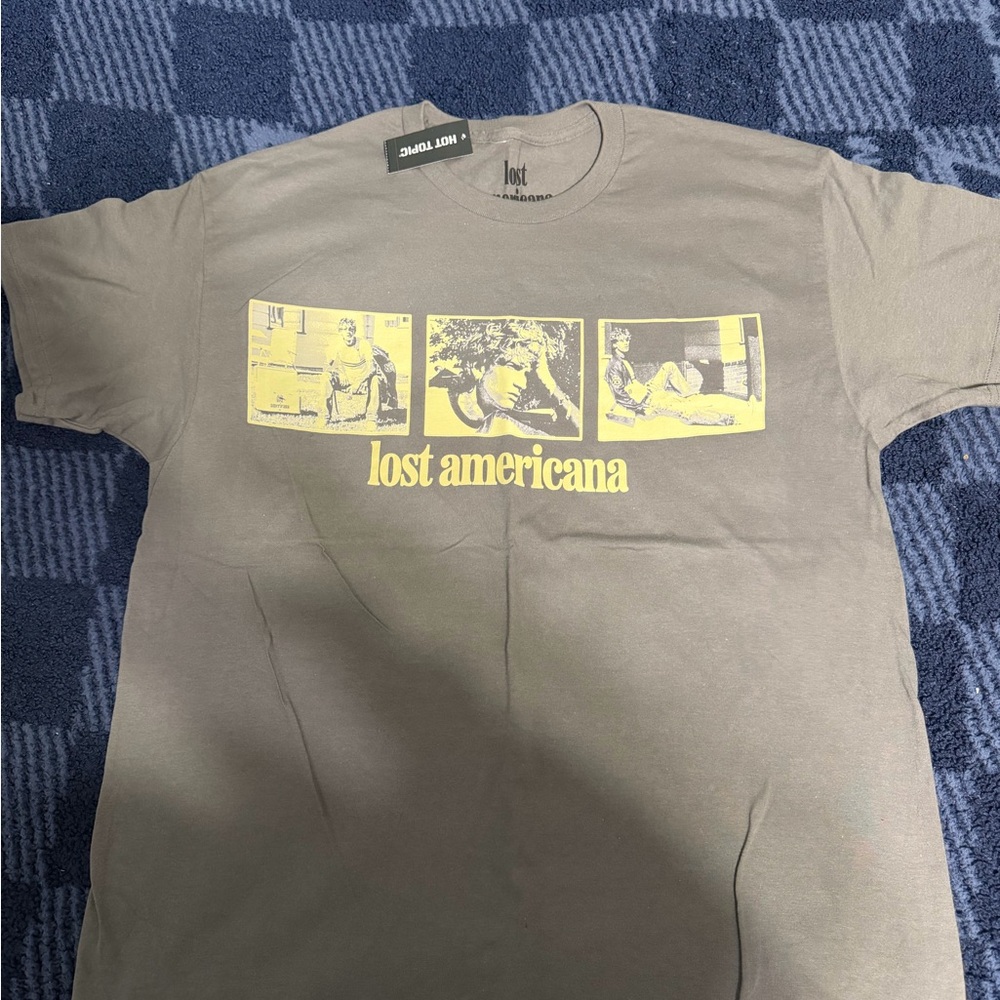 Hot Topic Machine Gun Kelly Lost Americana Tee - Gray with Yellow Graphic